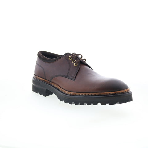 Di Bianco Prato Mens Brown Leather Lace Up Casual Dress Boots