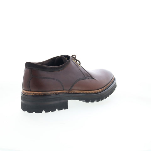 Di Bianco Prato Mens Brown Leather Lace Up Casual Dress Boots