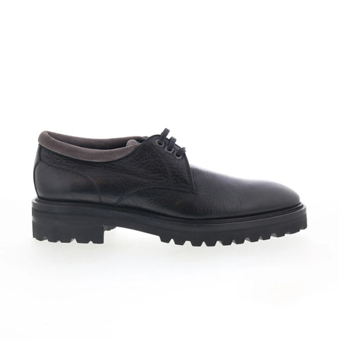 Di Bianco Prato Mens Black Leather Lace Up Oxfords & Lace Ups Casual Shoes