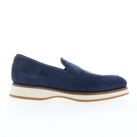 Di Bianco Procida Mens Blue Suede Slip On Loafers & Slip Ons Penny Shoes