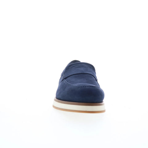 Di Bianco Procida Mens Blue Suede Slip On Loafers & Slip Ons Penny Shoes