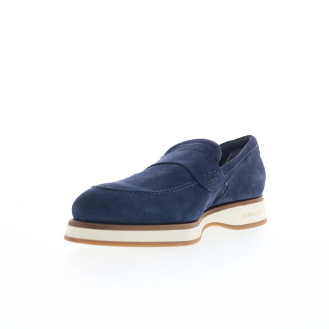 Di Bianco Procida Mens Blue Suede Slip On Loafers & Slip Ons Penny Shoes