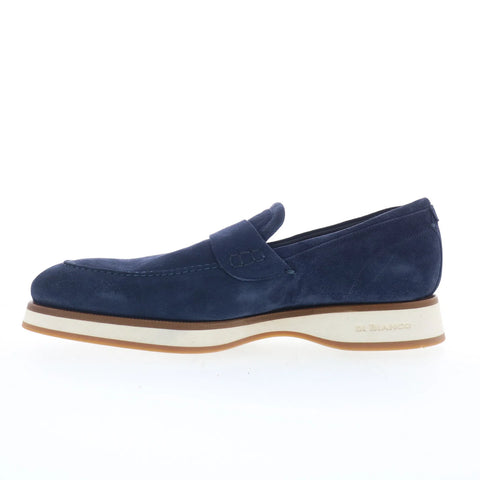 Di Bianco Procida Mens Blue Suede Slip On Loafers & Slip Ons Penny Shoes