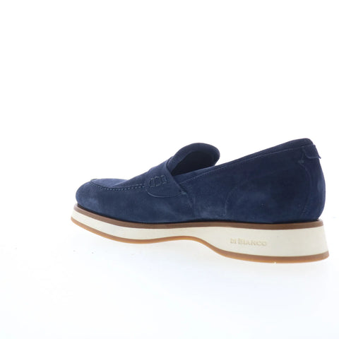 Di Bianco Procida Mens Blue Suede Slip On Loafers & Slip Ons Penny Shoes