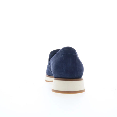 Di Bianco Procida Mens Blue Suede Slip On Loafers & Slip Ons Penny Shoes