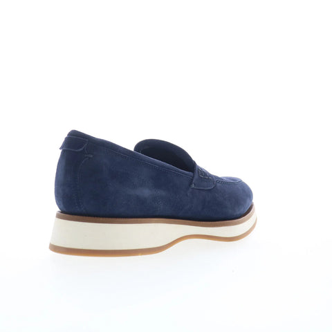 Di Bianco Procida Mens Blue Suede Slip On Loafers & Slip Ons Penny Shoes