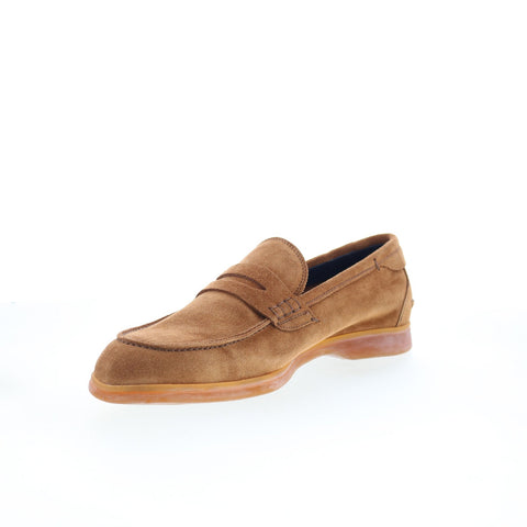 Di Bianco Procida Mens Brown Suede Slip On Loafers & Slip Ons Penny Shoes