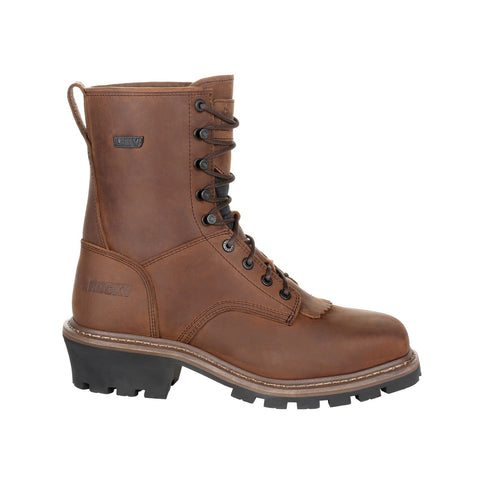 Rocky Square Toe Logger Waterproof Mens Brown Wide Work & Safety Boots