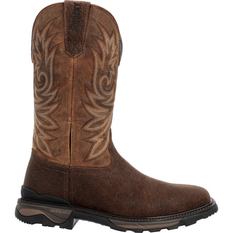 Rocky Carbon 6 Pull On RKW0375 Mens Brown Wide Leather Western Boots