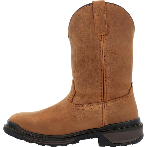 Rocky Rams Horn Waterproof Pull On RKW0395 Mens Brown Leather Work Boots