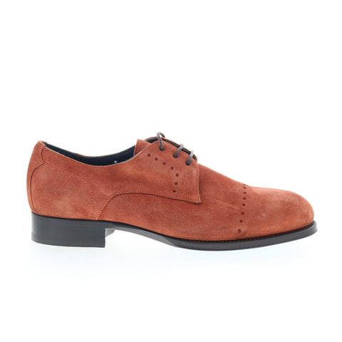Di Bianco Rho Mens Brown Suede Lace Up Oxfords & Lace Ups Plain Toe Shoes