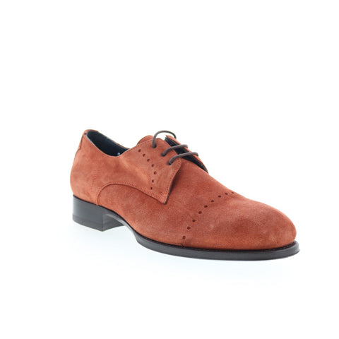 Di Bianco Rho Mens Brown Suede Lace Up Oxfords & Lace Ups Plain Toe Shoes