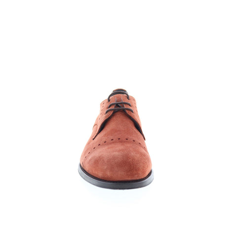 Di Bianco Rho Mens Brown Suede Lace Up Oxfords & Lace Ups Plain Toe Shoes