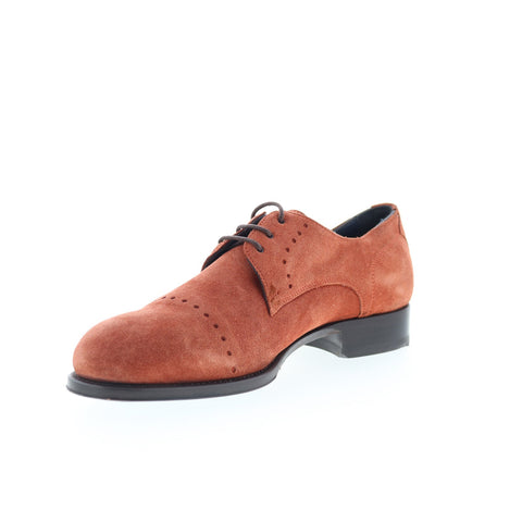 Di Bianco Rho Mens Brown Suede Lace Up Oxfords & Lace Ups Plain Toe Shoes