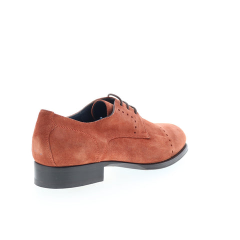 Di Bianco Rho Mens Brown Suede Lace Up Oxfords & Lace Ups Plain Toe Shoes