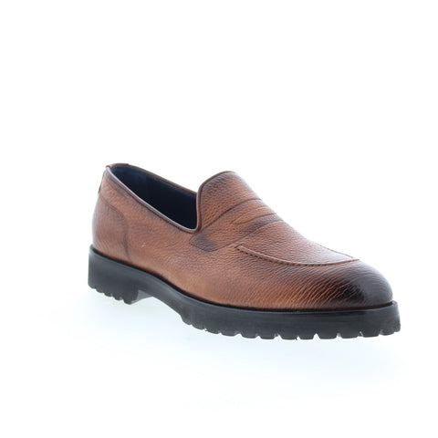 Di Bianco Ridotti Mens Brown Leather Slip On Loafers & Slip Ons Casual Shoes