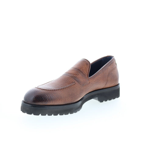 Di Bianco Ridotti Mens Brown Leather Slip On Loafers & Slip Ons Casual Shoes