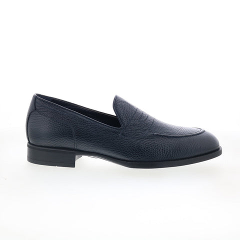 Di Bianco Ridotti Mens Blue Leather Slip On Loafers & Slip Ons Casual Shoes