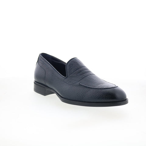 Di Bianco Ridotti Mens Blue Leather Slip On Loafers & Slip Ons Casual Shoes