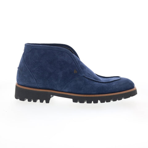 Di Bianco Rieti Mens Blue Suede Slip On Casual Dress Boots