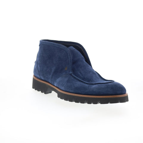 Di Bianco Rieti Mens Blue Suede Slip On Casual Dress Boots