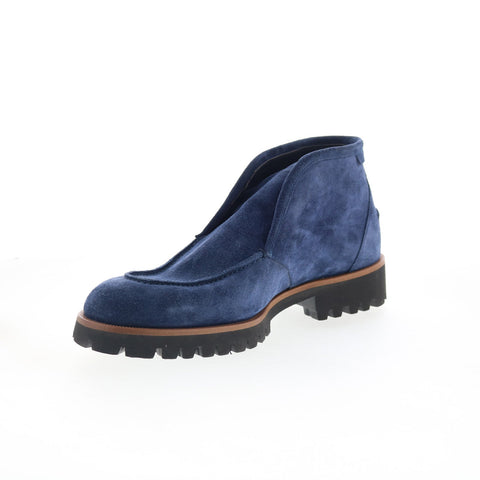 Di Bianco Rieti Mens Blue Suede Slip On Casual Dress Boots