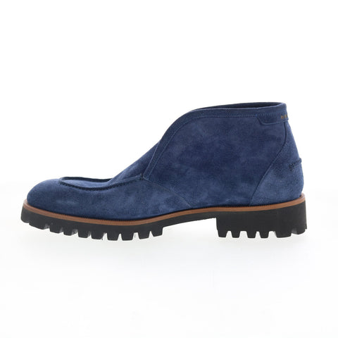 Di Bianco Rieti Mens Blue Suede Slip On Casual Dress Boots