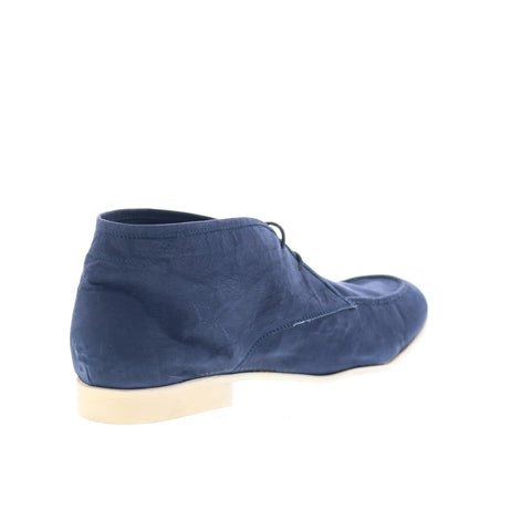 Di Bianco Rieti Mens Blue Leather Lace Up Chukkas Boots