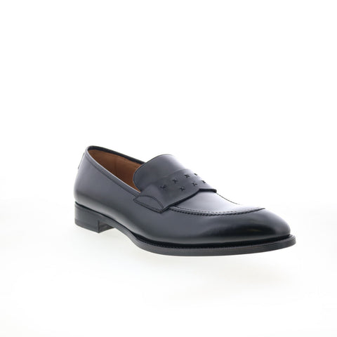 Di Bianco Rimini Deco Mens Black Leather Loafers & Slip Ons Casual Shoes