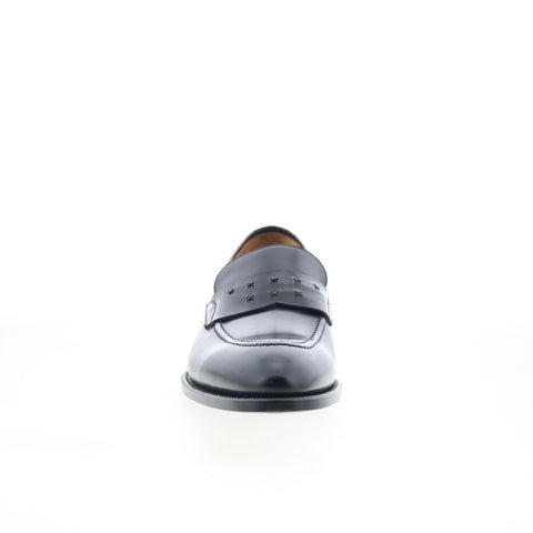 Di Bianco Rimini Deco Mens Black Leather Loafers & Slip Ons Casual Shoes
