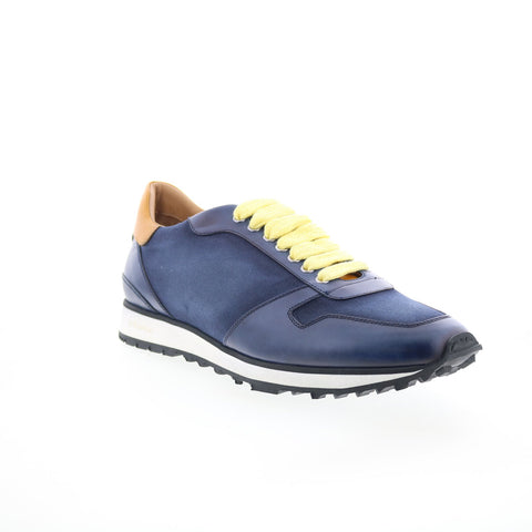 Di Bianco Roma Deco Mens Blue Leather Lace Up Lifestyle Sneakers Shoes