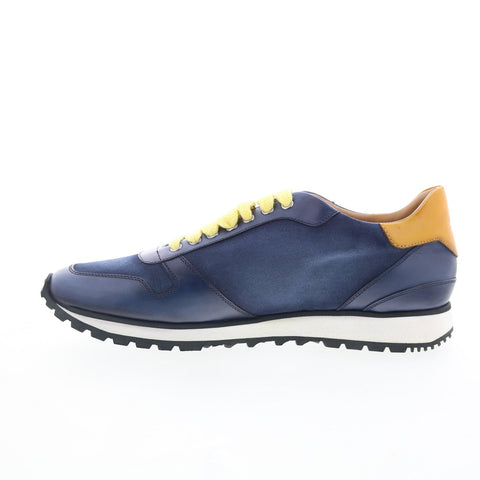 Di Bianco Roma Deco Mens Blue Leather Lace Up Lifestyle Sneakers Shoes