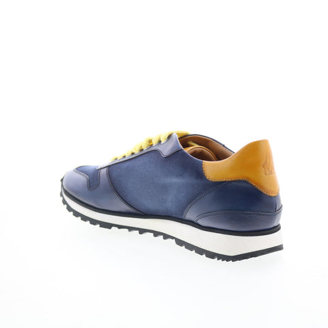Di Bianco Roma Deco Mens Blue Leather Lace Up Lifestyle Sneakers Shoes