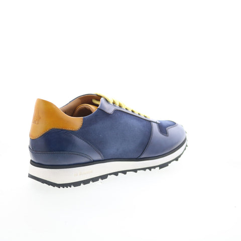 Di Bianco Roma Deco Mens Blue Leather Lace Up Lifestyle Sneakers Shoes