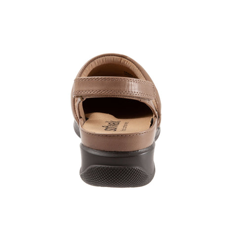 SoftWalk Salina Wove S1365-063 Womens Brown Leather Strap Clog Flats Shoes