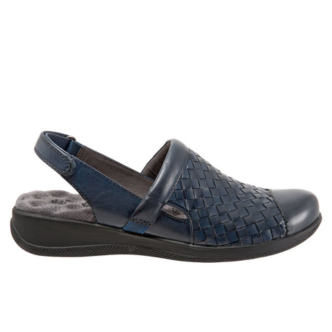Softwalk Salina Woven S1365-414 Womens Blue Leather Clog Flats Shoes