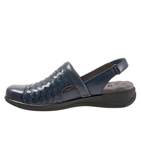 Softwalk Salina Woven S1365-414 Womens Blue Leather Clog Flats Shoes