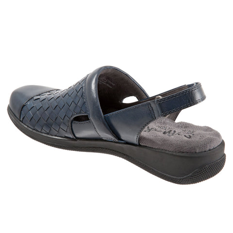 Softwalk Salina Woven S1365-414 Womens Blue Leather Clog Flats Shoes