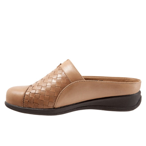 Softwalk San Marcos Woven S1366-102 Womens Brown Leather Mule Flats Shoes