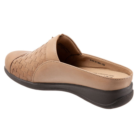 Softwalk San Marcos Woven S1366-102 Womens Brown Leather Mule Flats Shoes