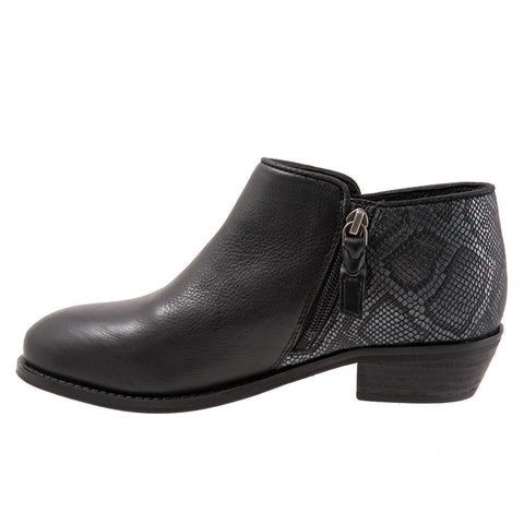 Softwalk Rocklin S1457-021 Womens Black Leather Ankle & Booties Boots