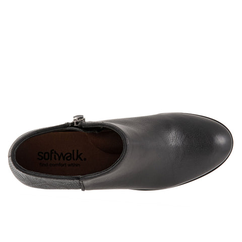 Softwalk Rocklin S1457-021 Womens Black Leather Ankle & Booties Boots