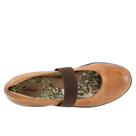 Softwalk High Point S1466-206 Womens Brown Narrow Mary Jane Flats Shoes