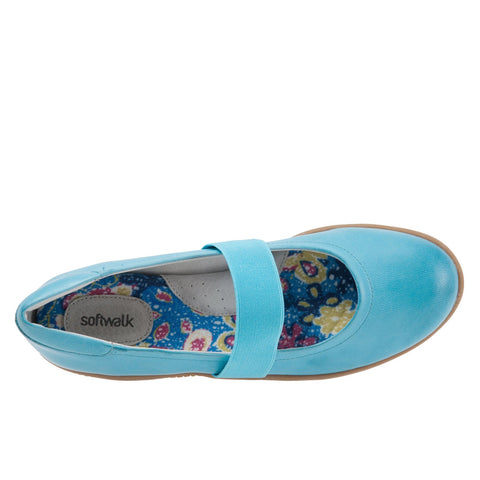 Softwalk High Point S1466-436 Womens Blue Narrow Mary Jane Flats Shoes