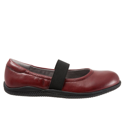 Softwalk High Point S1466-611 Womens Red Narrow Leather Mary Jane Flats Shoes