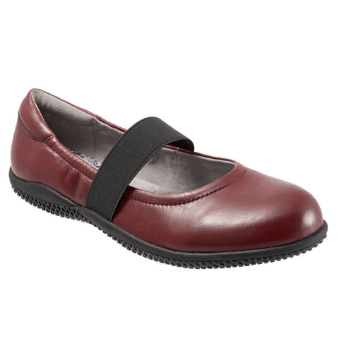 Softwalk High Point S1466-611 Womens Red Narrow Leather Mary Jane Flats Shoes