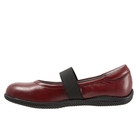 Softwalk High Point S1466-611 Womens Red Narrow Leather Mary Jane Flats Shoes