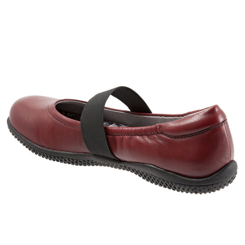 Softwalk High Point S1466-611 Womens Red Narrow Leather Mary Jane Flats Shoes