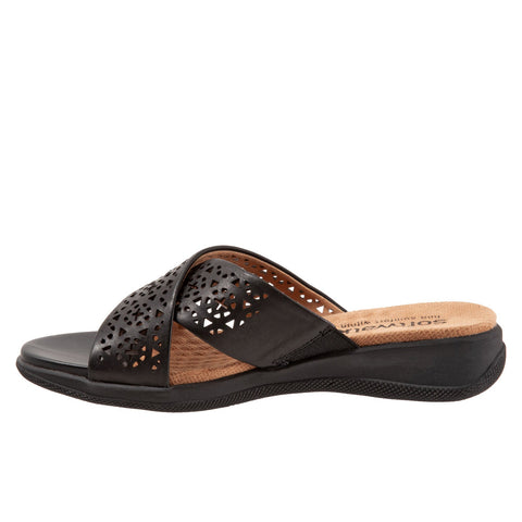Softwalk Tillman S1502-010 Womens Black Leather Slides Sandals Shoes