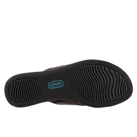 Softwalk Tillman S1502-010 Womens Black Narrow Leather Slides Sandals Shoes
